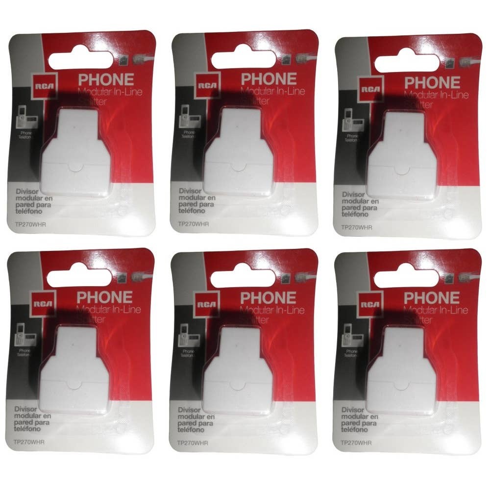 6 RCA Moduler In-Line Splitters, Phone Jack Splitter, TP270WHR, White, Free Ship